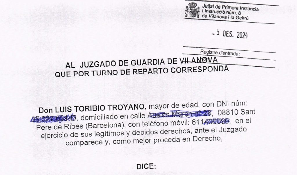Denuncia el 5-12-2024 al Hospital de Sant Antoni Abat por Denegación de Auxilio a Victoria